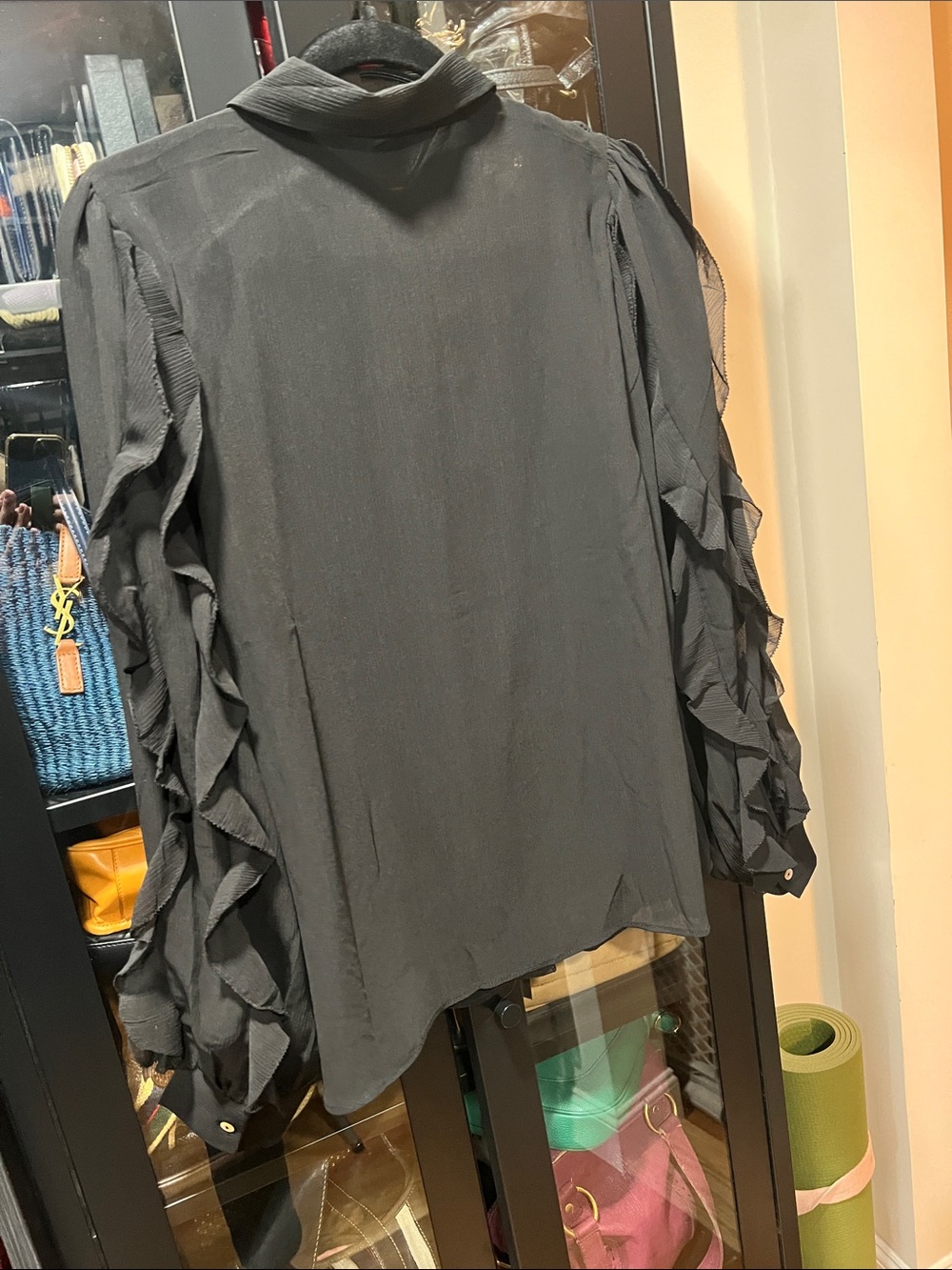 Mango Black Ruffle-Trim Button-Down Shirt - Picture 4 of 4